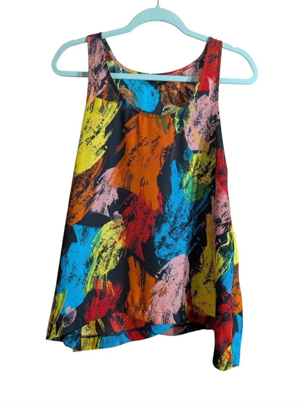 J. Jill Jack Abstract Print Tank Top Medium Colorful Asymmetrical Hem